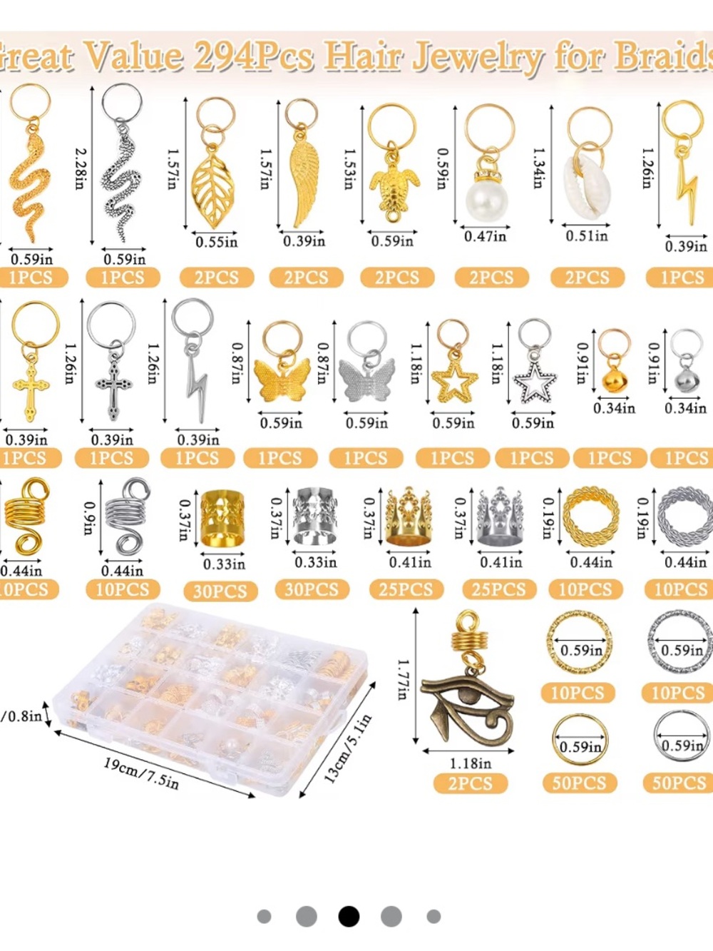 Gold & Silver Hair Jewelry Kit — 294pcs Braids & Dreadlock Accessories